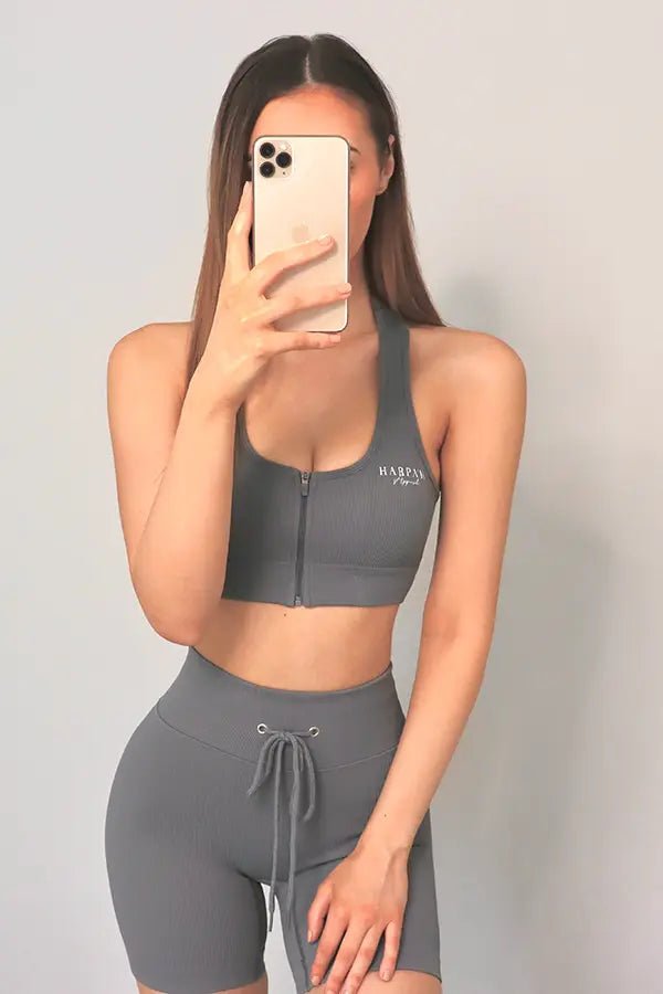 Rib Seamless Crop Grey - Harpa'h Apparel