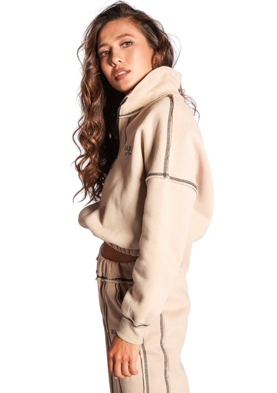 Soul - Sister Luxe Tracksuit Loungewear Set Beige - Harpa'h Apparel